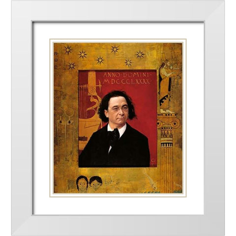 Portrait Of Josef Pembauer 1890 White Modern Wood Framed Art Print with Double Matting by Klimt, Gustav