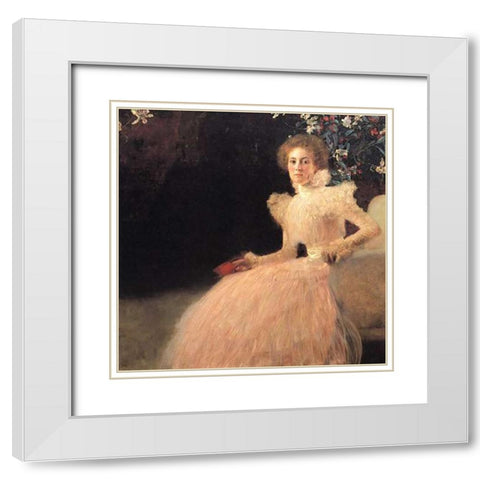 Portrait Of Sonja Knips 1898 White Modern Wood Framed Art Print with Double Matting by Klimt, Gustav