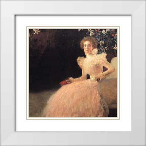 Portrait Of Sonja Knips 1898 White Modern Wood Framed Art Print with Double Matting by Klimt, Gustav