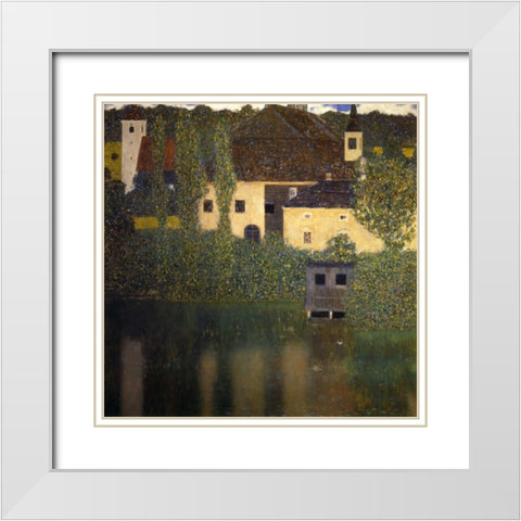Schloss Kammer On The Attersee I 1908 White Modern Wood Framed Art Print with Double Matting by Klimt, Gustav