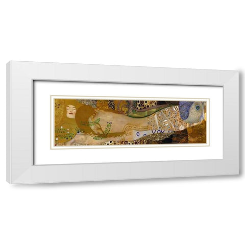 Sea Serpents I White Modern Wood Framed Art Print with Double Matting by Klimt, Gustav