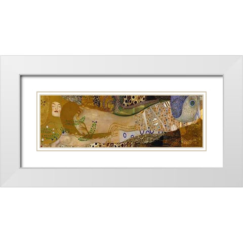Sea Serpents I White Modern Wood Framed Art Print with Double Matting by Klimt, Gustav