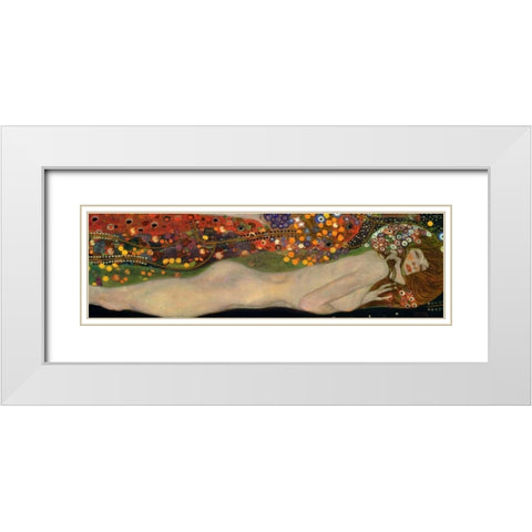 Sea Serpents III White Modern Wood Framed Art Print with Double Matting by Klimt, Gustav