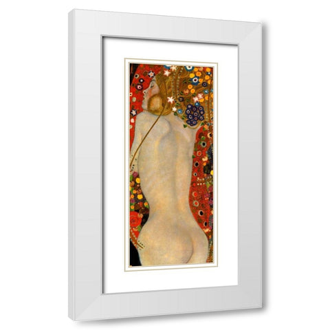 Sea Serpents IV White Modern Wood Framed Art Print with Double Matting by Klimt, Gustav