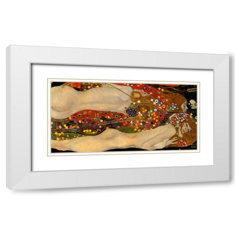 Sea Serpents V White Modern Wood Framed Art Print with Double Matting by Klimt, Gustav