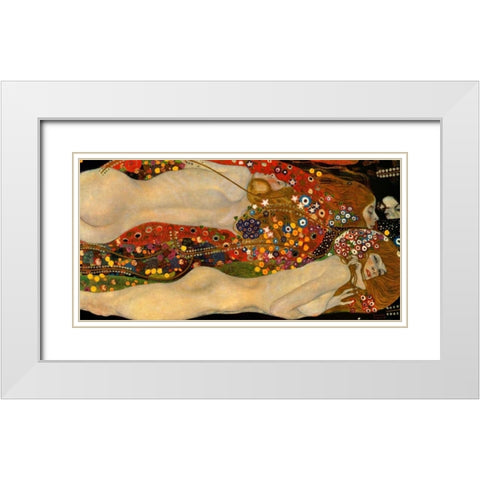 Sea Serpents V White Modern Wood Framed Art Print with Double Matting by Klimt, Gustav