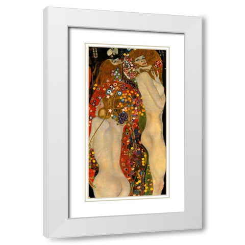 Sea Serpents VI White Modern Wood Framed Art Print with Double Matting by Klimt, Gustav