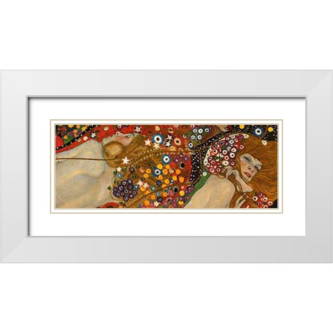 Sea Serpents VII White Modern Wood Framed Art Print with Double Matting by Klimt, Gustav