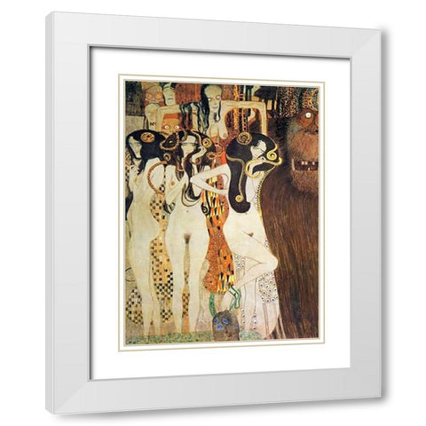 Sickness Mania And Death (detail Beethoven Frieze) 1902 White Modern Wood Framed Art Print with Double Matting by Klimt, Gustav