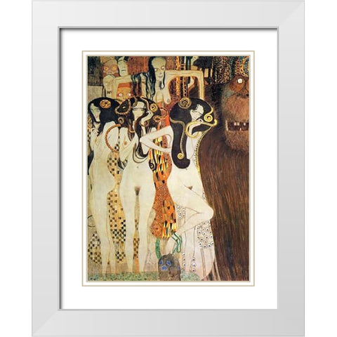 Sickness Mania And Death (detail Beethoven Frieze) 1902 White Modern Wood Framed Art Print with Double Matting by Klimt, Gustav