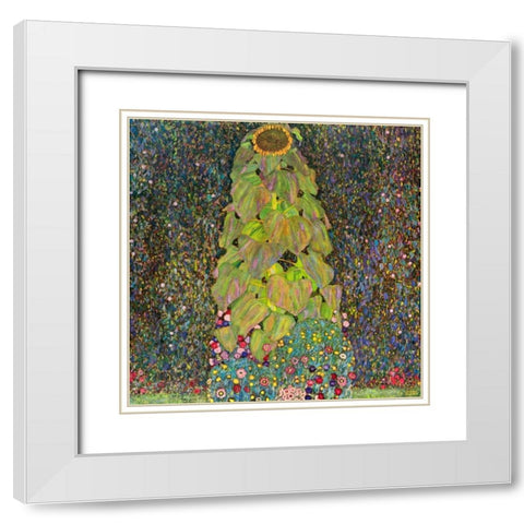 Sunflower White Modern Wood Framed Art Print with Double Matting by Klimt, Gustav