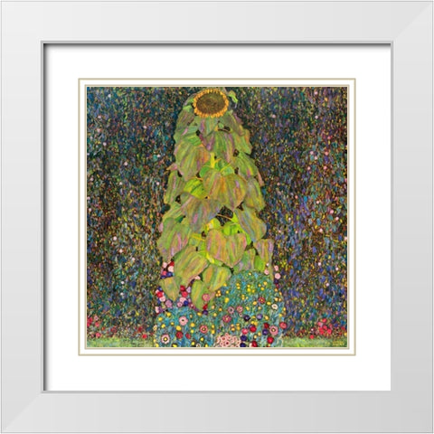 Sunflower White Modern Wood Framed Art Print with Double Matting by Klimt, Gustav