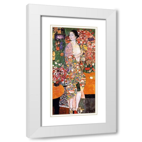 The Dancer 1918 White Modern Wood Framed Art Print with Double Matting by Klimt, Gustav