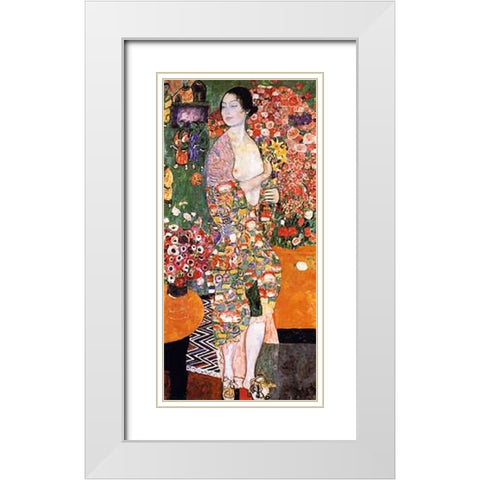 The Dancer 1918 White Modern Wood Framed Art Print with Double Matting by Klimt, Gustav