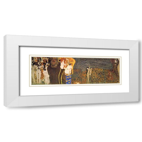 The Hostile Powers (From The Beethoven Frieze) 1902 White Modern Wood Framed Art Print with Double Matting by Klimt, Gustav