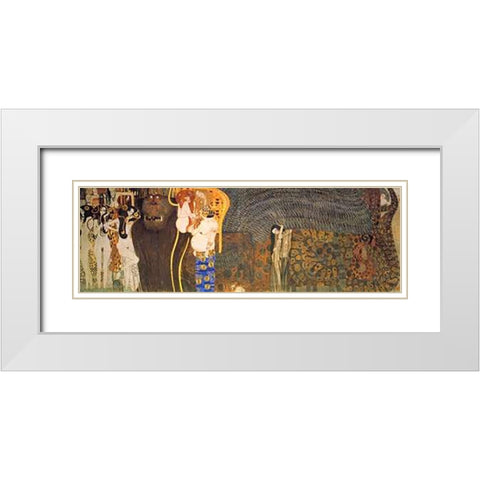 The Hostile Powers (From The Beethoven Frieze) 1902 White Modern Wood Framed Art Print with Double Matting by Klimt, Gustav