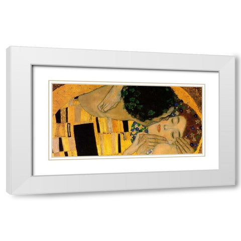 The Kiss - detail 4 White Modern Wood Framed Art Print with Double Matting by Klimt, Gustav