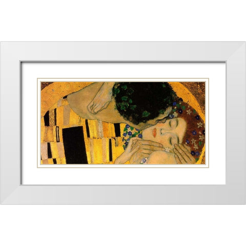 The Kiss - detail 4 White Modern Wood Framed Art Print with Double Matting by Klimt, Gustav