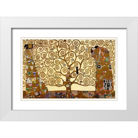 The Stoclet Frieze White Modern Wood Framed Art Print with Double Matting by Klimt, Gustav