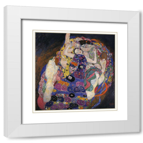 The Virgins White Modern Wood Framed Art Print with Double Matting by Klimt, Gustav