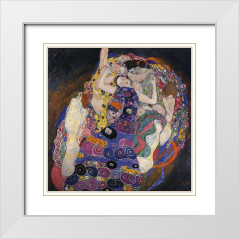 The Virgins White Modern Wood Framed Art Print with Double Matting by Klimt, Gustav