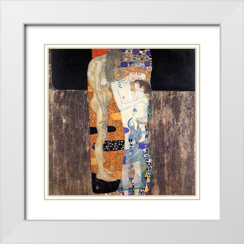 Three Ages Of Woman 1905 White Modern Wood Framed Art Print with Double Matting by Klimt, Gustav