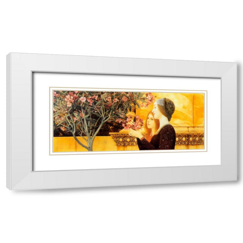 Two Girls With Oleander c. 1892 White Modern Wood Framed Art Print with Double Matting by Klimt, Gustav