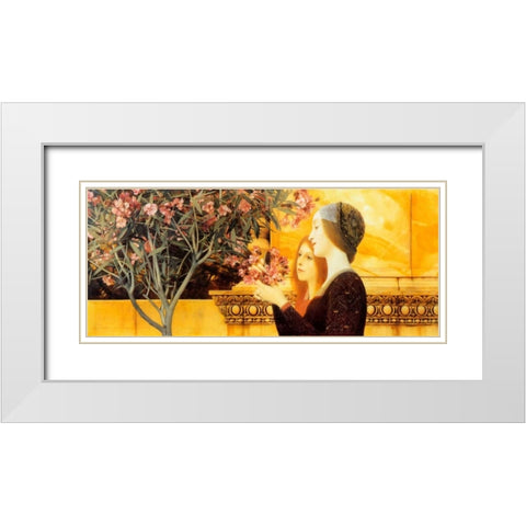Two Girls With Oleander c. 1892 White Modern Wood Framed Art Print with Double Matting by Klimt, Gustav