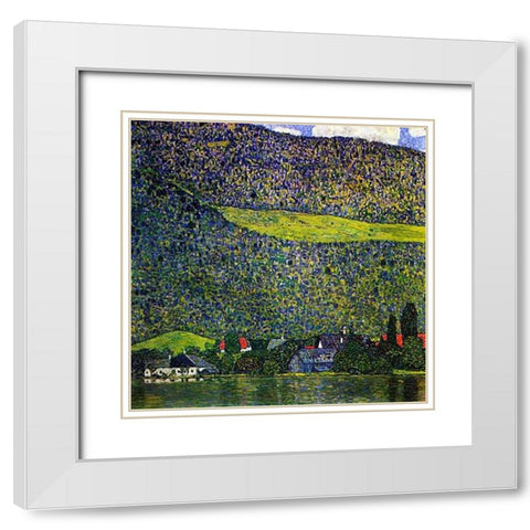 Unterach Am Attersee 1915 White Modern Wood Framed Art Print with Double Matting by Klimt, Gustav