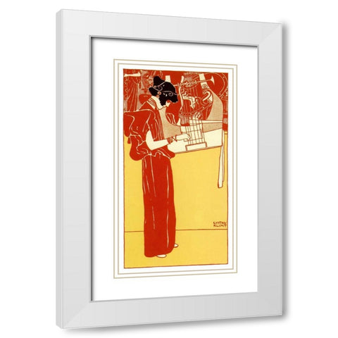Vignette Of Music 1901 White Modern Wood Framed Art Print with Double Matting by Klimt, Gustav