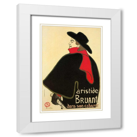 Aristide Bruant In His Cabaret White Modern Wood Framed Art Print with Double Matting by Toulouse-Lautrec, Henri