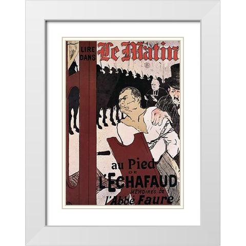 At The Foot Of The Scaffold White Modern Wood Framed Art Print with Double Matting by Toulouse-Lautrec, Henri