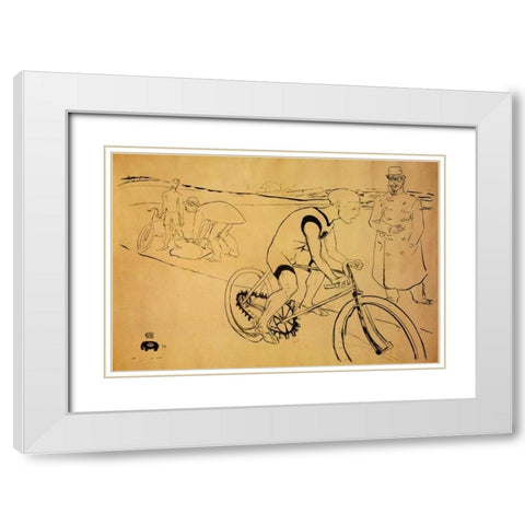 Cycle Michael White Modern Wood Framed Art Print with Double Matting by Toulouse-Lautrec, Henri