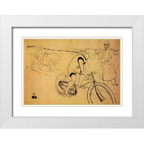 Cycle Michael White Modern Wood Framed Art Print with Double Matting by Toulouse-Lautrec, Henri