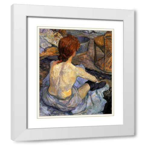 Detail La Toilette White Modern Wood Framed Art Print with Double Matting by Toulouse-Lautrec, Henri