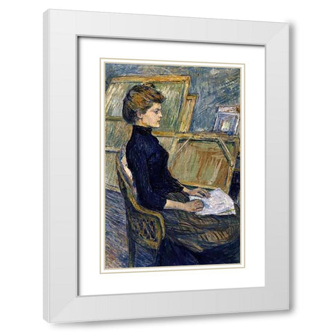 Helene Vary White Modern Wood Framed Art Print with Double Matting by Toulouse-Lautrec, Henri