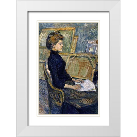 Helene Vary White Modern Wood Framed Art Print with Double Matting by Toulouse-Lautrec, Henri
