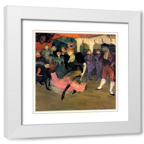 Marcelle Lender Doing The Bolero In Chilperic White Modern Wood Framed Art Print with Double Matting by Toulouse-Lautrec, Henri