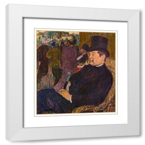 M Delaporte At The Jardin De Paris White Modern Wood Framed Art Print with Double Matting by Toulouse-Lautrec, Henri