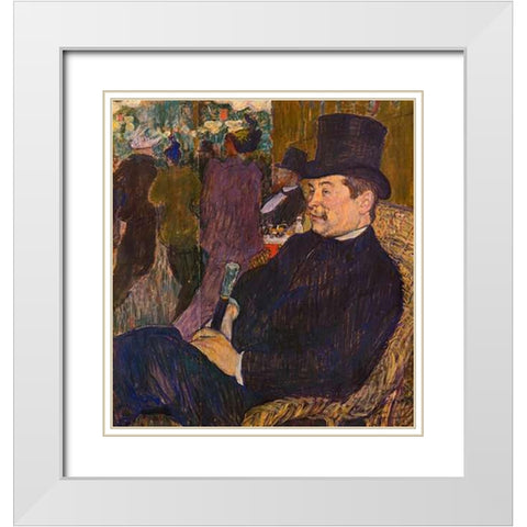 M Delaporte At The Jardin De Paris White Modern Wood Framed Art Print with Double Matting by Toulouse-Lautrec, Henri