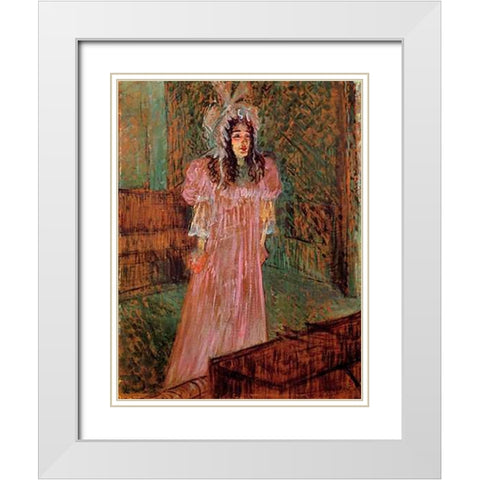 Miss May Belfort 2 White Modern Wood Framed Art Print with Double Matting by Toulouse-Lautrec, Henri