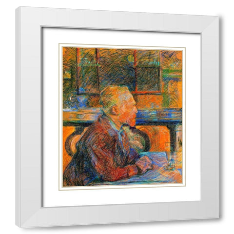 Portrait Of Vincent Van Gogh White Modern Wood Framed Art Print with Double Matting by Toulouse-Lautrec, Henri