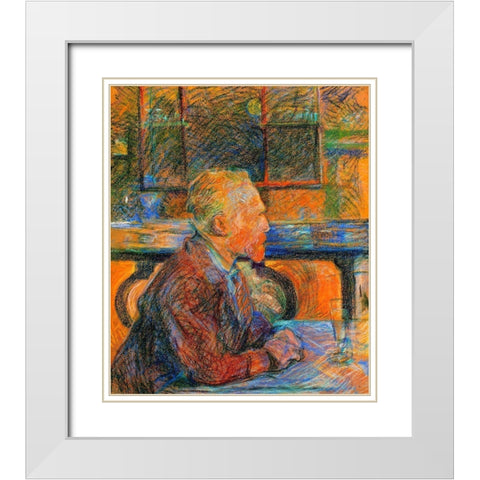 Portrait Of Vincent Van Gogh White Modern Wood Framed Art Print with Double Matting by Toulouse-Lautrec, Henri