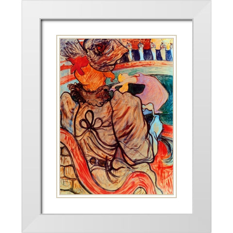 The Dancer And The Five Stuffed Shirts White Modern Wood Framed Art Print with Double Matting by Toulouse-Lautrec, Henri