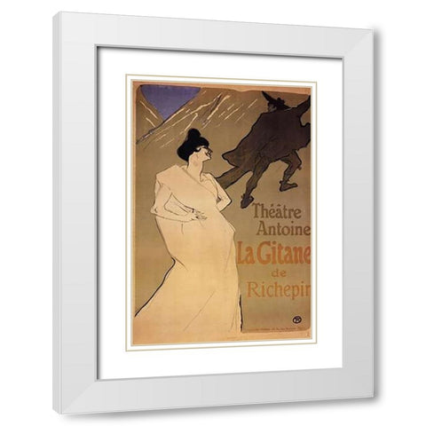 The Gypsy White Modern Wood Framed Art Print with Double Matting by Toulouse-Lautrec, Henri
