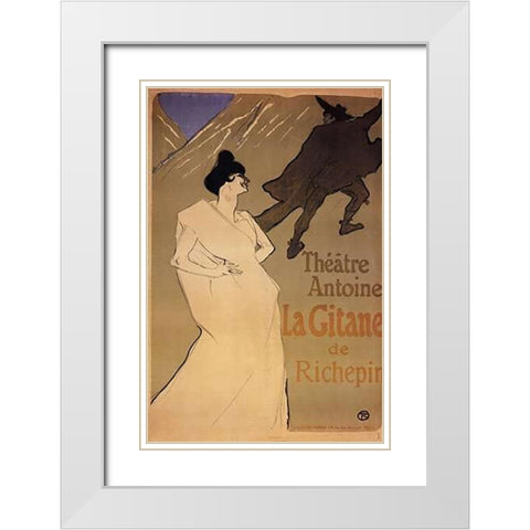 The Gypsy White Modern Wood Framed Art Print with Double Matting by Toulouse-Lautrec, Henri