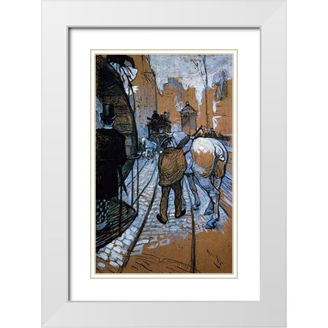 The Trace Horse Of The Omnibus Company White Modern Wood Framed Art Print with Double Matting by Toulouse-Lautrec, Henri