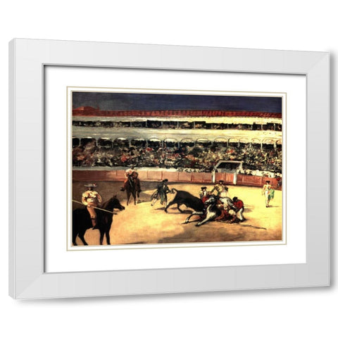 Bullfighters White Modern Wood Framed Art Print with Double Matting by Manet, Edouard