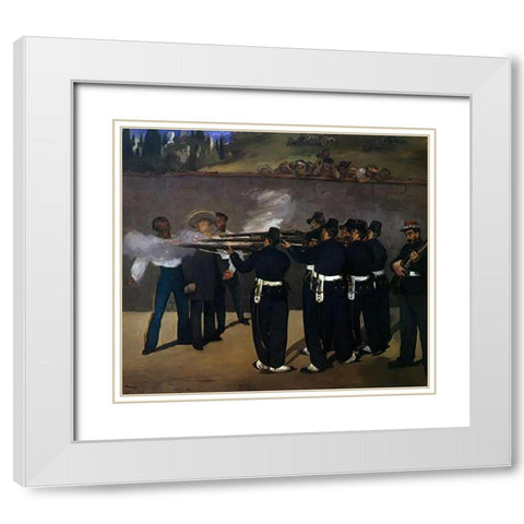 Execution of Emperor Maximilian White Modern Wood Framed Art Print with Double Matting by Manet, Edouard