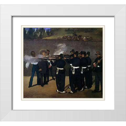 Execution of Emperor Maximilian White Modern Wood Framed Art Print with Double Matting by Manet, Edouard